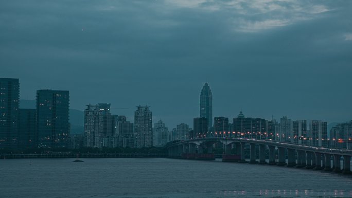 温州瓯越大桥日转夜延时