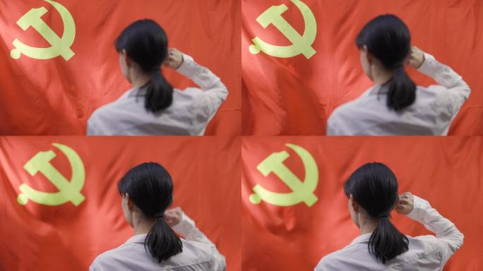 4K预备党员向党旗宣誓视频素材