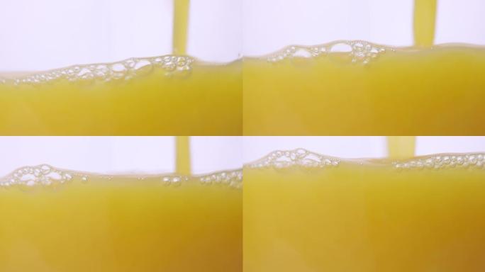 【正版素材】白背景橙汁特写平拍倒橙汁固定