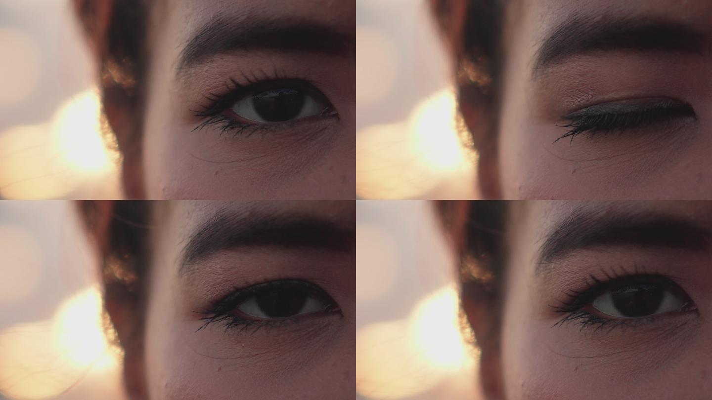 年轻的女人睁眼闭眼_1920x1080_高清视频素材下载(编号:5753332)_实拍