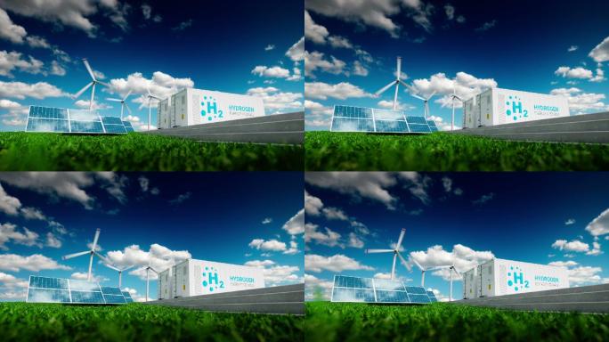 可再生能源氢能源储存，光伏和风力发电厂
