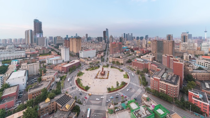 辽宁沈阳中山广场城市建筑夜景延时摄影