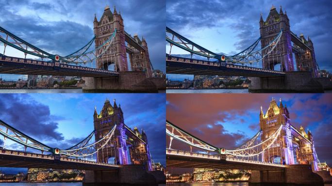 伦敦塔桥日夜交替英国伦敦地标建筑国外城市
