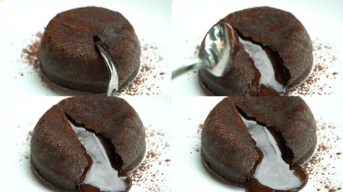 融化的巧克力蛋糕