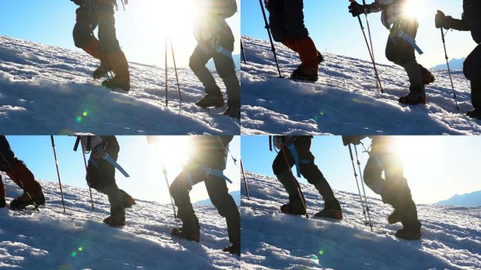 爬上厄尔布鲁斯山顶的登山者