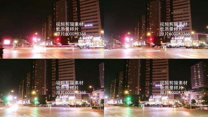 银川夜景，路口车流，繁华城市6K