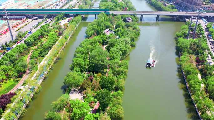 4K航拍济南小清河五柳岛