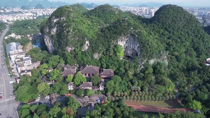 桂林七星公园多镜头航拍桂林七星岩景区