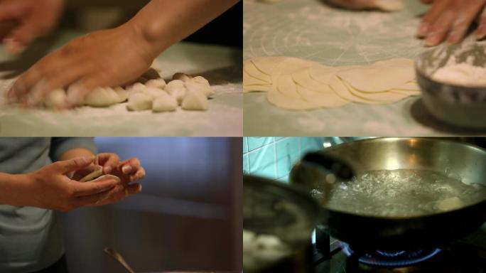 传统美食包饺子煮饺子 视频 素材