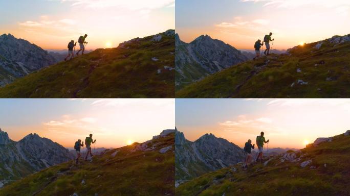 年轻游客登山年轻人天空鸟瞰