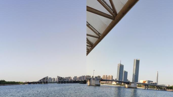 天津市滨海新区自贸区响螺湾写字楼群开启桥