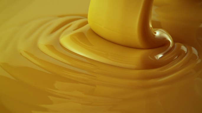 焦糖金黄色液体流体质感美食馅料奶制品