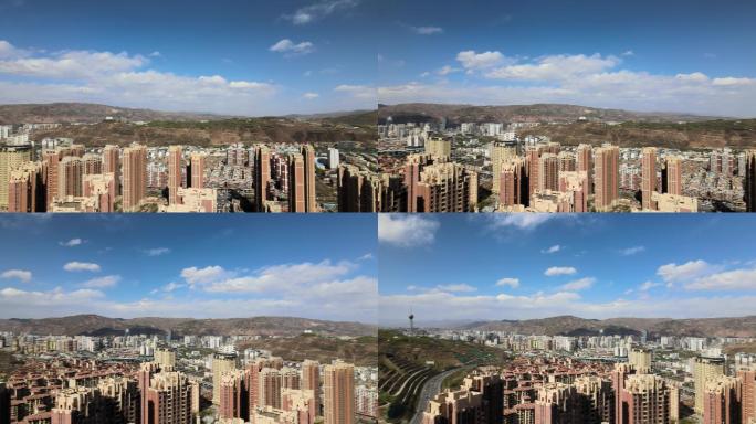 西宁夏天航拍美丽夏都西江格