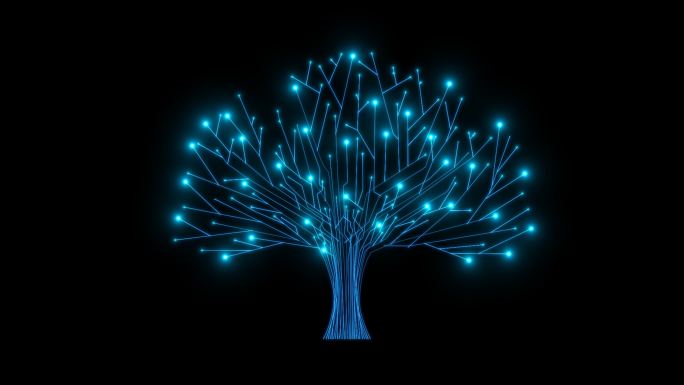 【4K】蓝色科技树生长