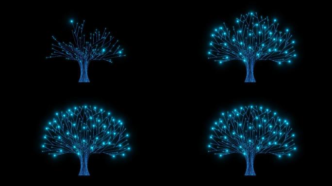 【4K】蓝色科技树生长