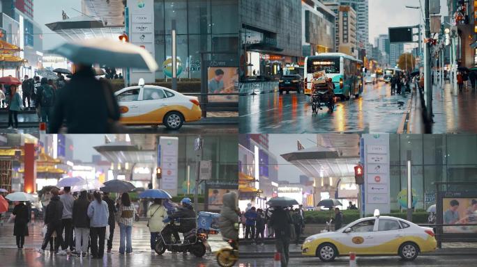【合集】辽宁沈阳下雨中的城市夜景街道视频