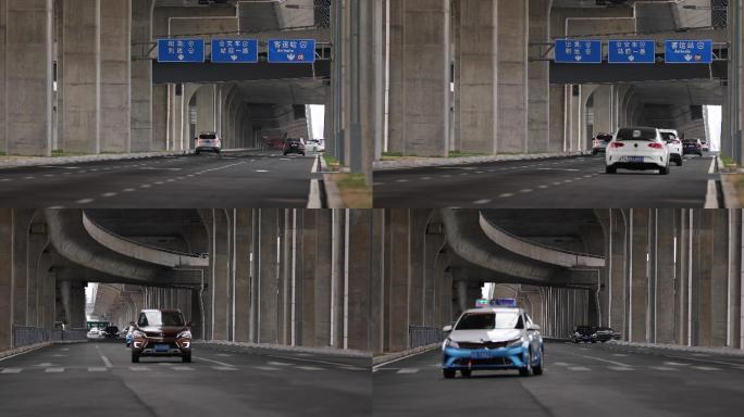 高架桥行车桥下道路马路车流4k