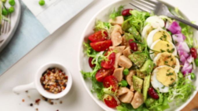健康营养的蔬菜沙拉美食高清素材
