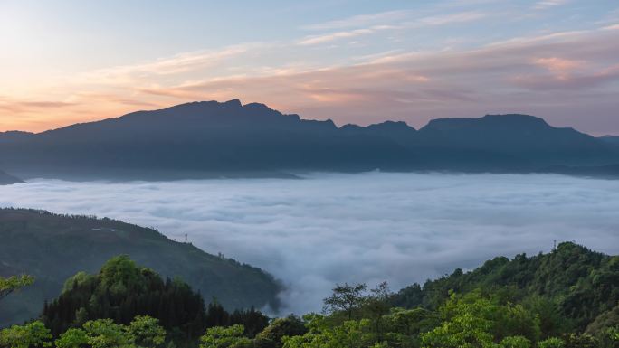 高山峡谷云海奔腾朝霞云雾高清延时素材