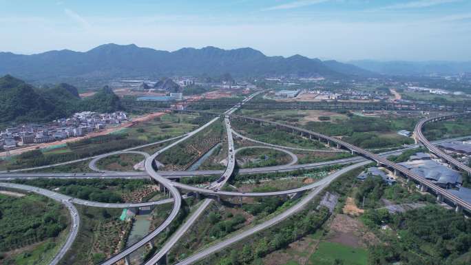 桂林绕城高速泉南高速立交车流交通最新多镜