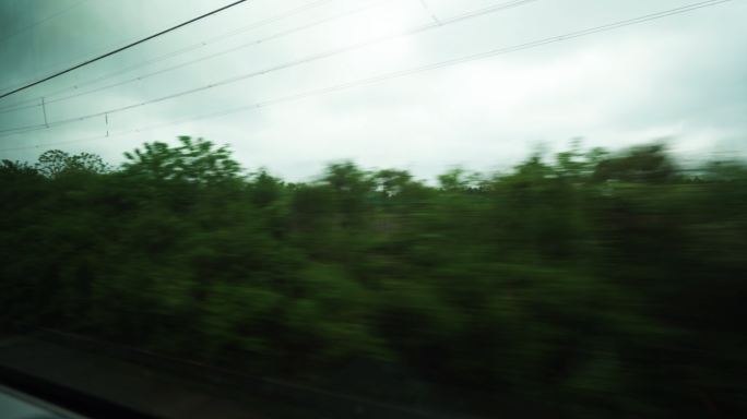 4K高铁列车行驶中车窗外风景