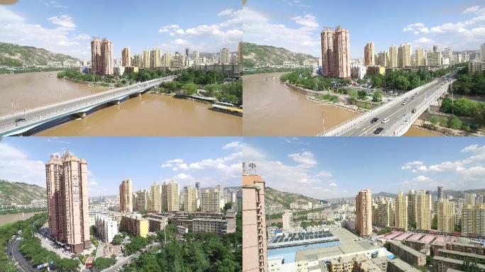 航拍兰州七里河黄河大桥