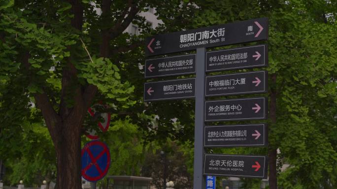 北京东二环朝阳门南大街道路指示牌