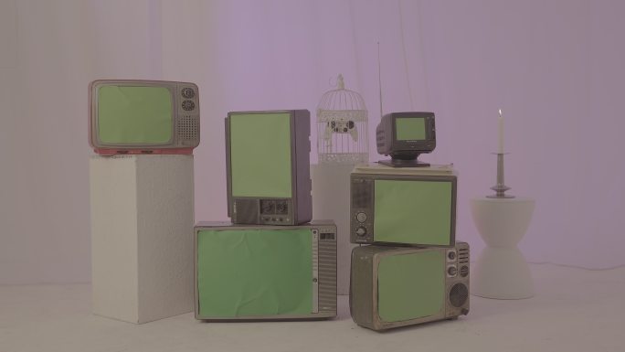 复古旧电视绿幕时尚蒸汽波