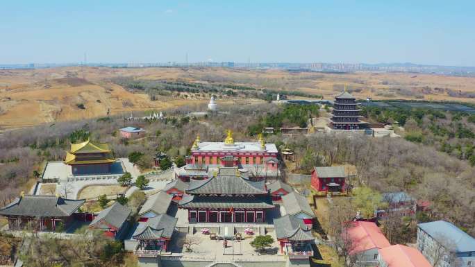 辽宁沈阳中华寺佛教寺院航拍