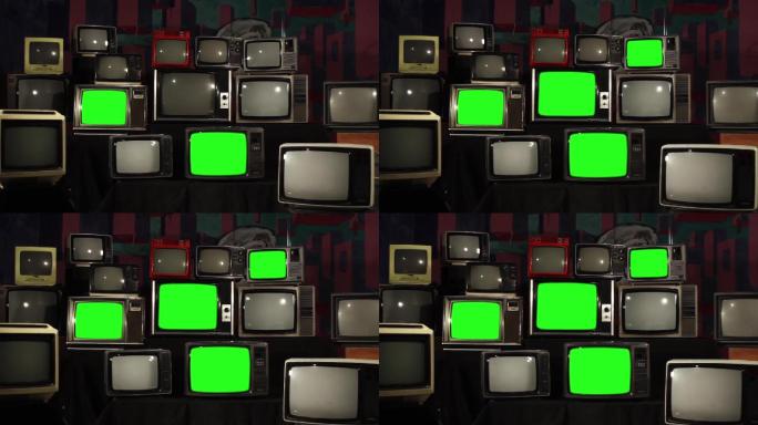 20世纪80年代的绿色屏幕电视