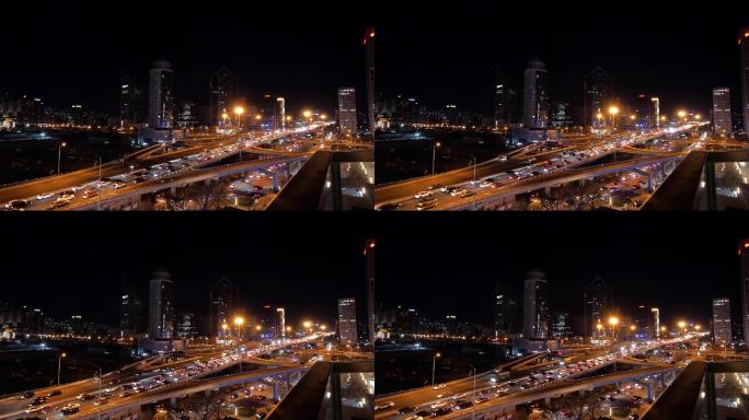 商务中心城市车流夜景