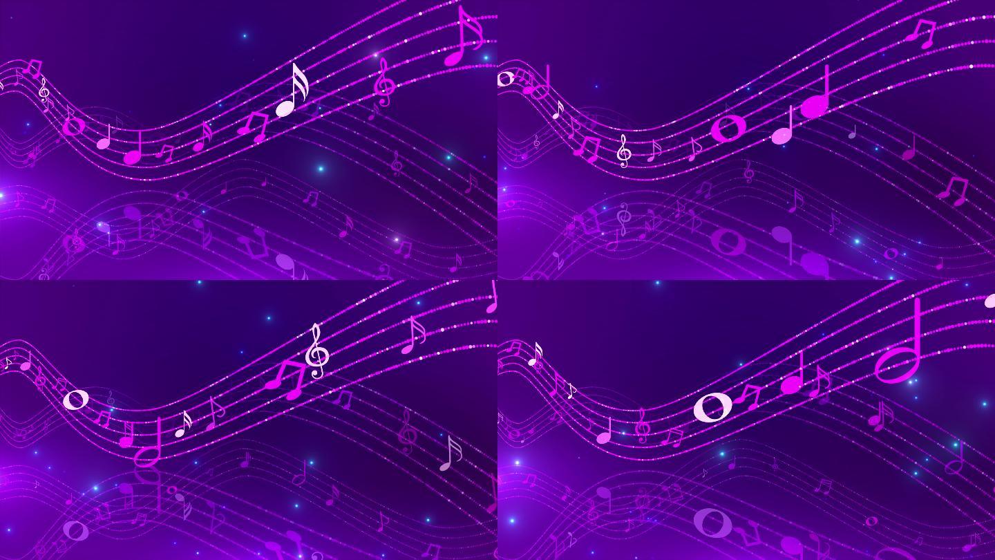 4K紫色音乐音符唯美背景循环