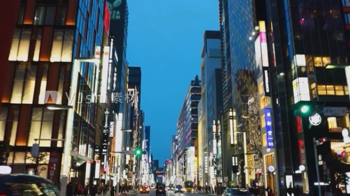 银座日本东京都市繁华夜景商业街