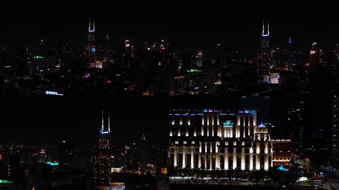 上海金茂大厦苏宁宝丽嘉酒店城市夜景航拍