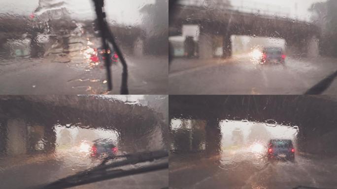 大雨下行驶