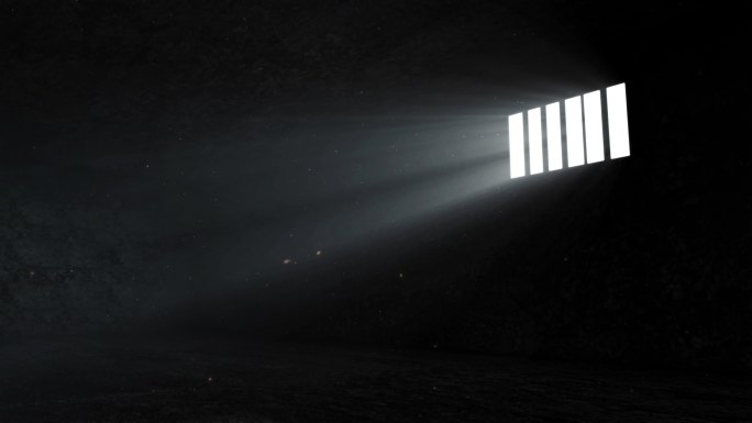 4K监狱牢房铁窗光线+循环