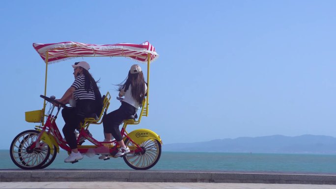 海边骑行-骑车-游玩-四轮自行车-游玩车