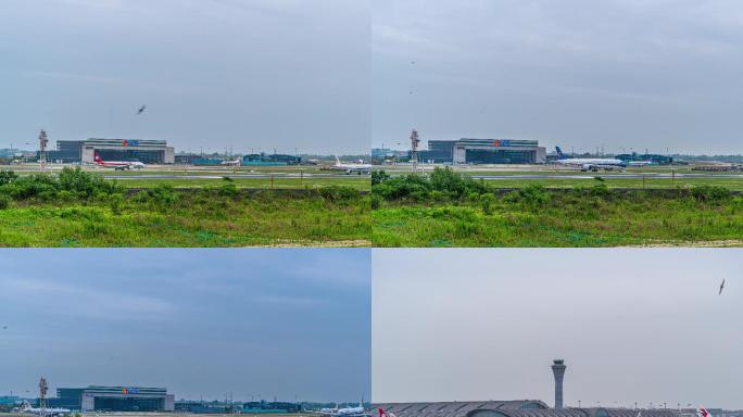 成都双流国际机场停机坪延时摄影4K