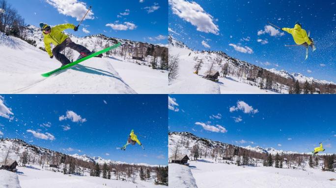 自由式滑雪运动员冰雪冬奥雪山滑板冬天北京