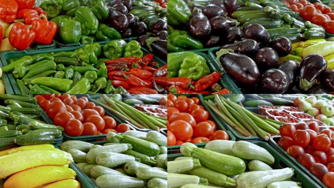 农贸市集的蔬菜有机多色市场