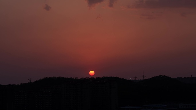 晚霞夕阳落日城市日落