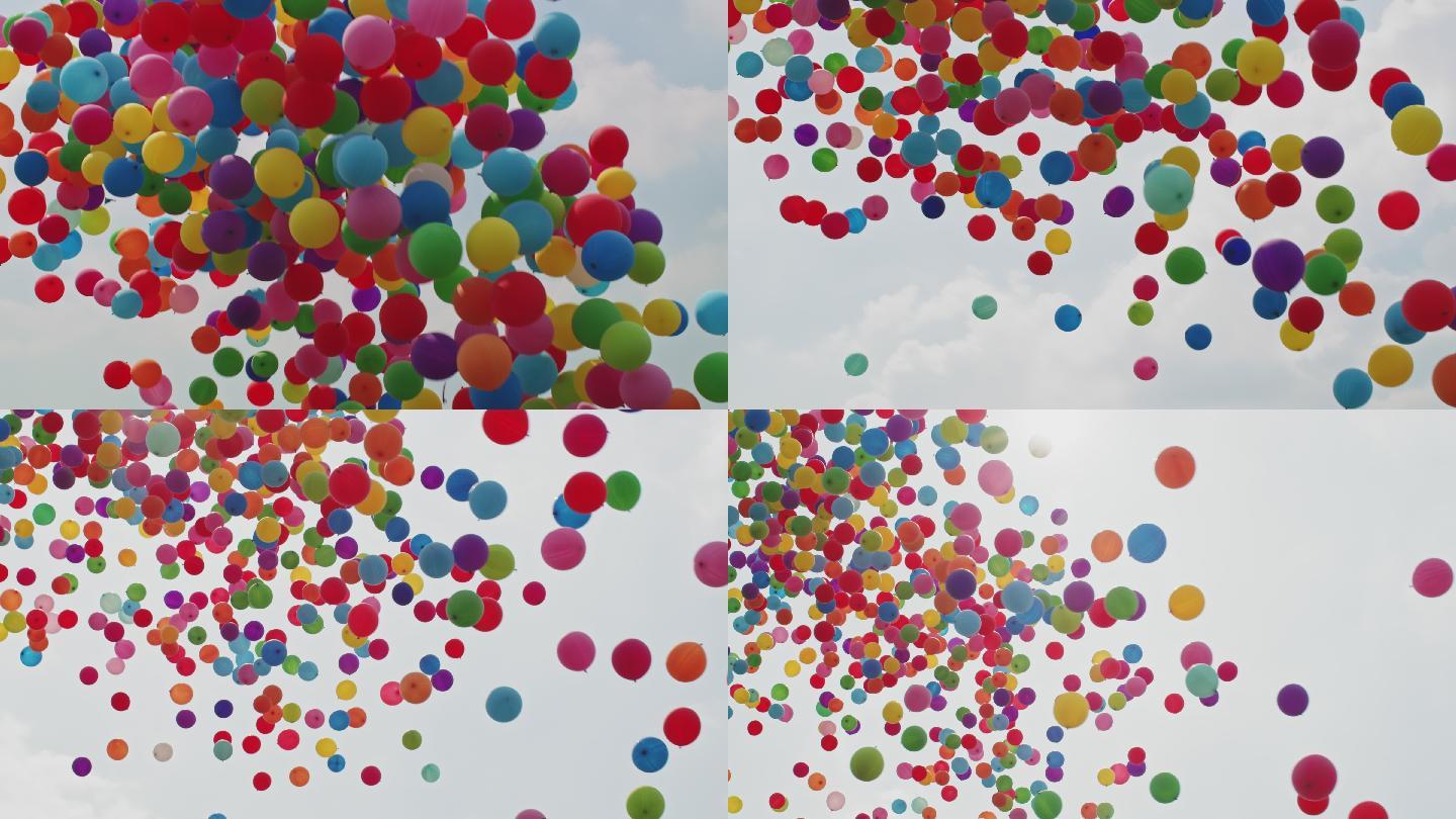 气球飞向天空放飞梦想美好童年幸福美满