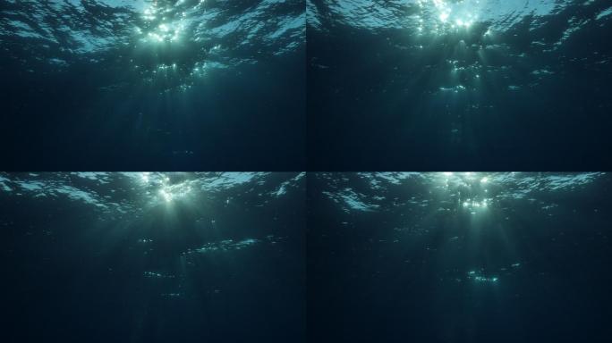 阳光透过水下的海面