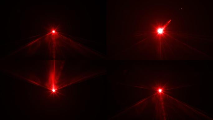 红色激光在黑色背景下通过相机扫描