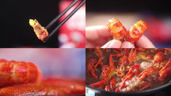高清烹饪麻辣小龙虾虾尾完整过程美食做饭