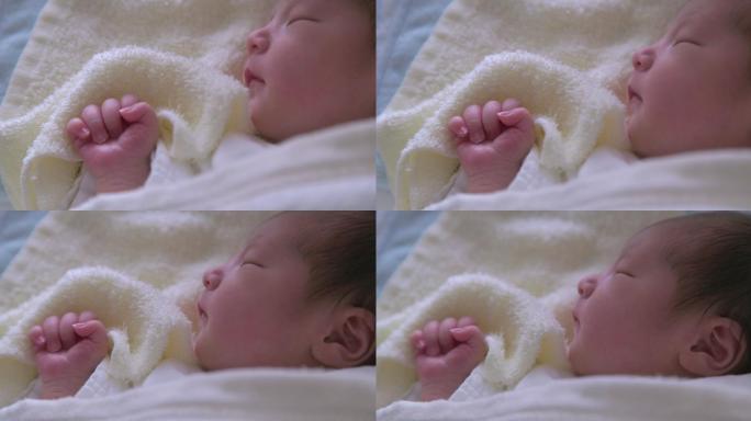 新生儿睡觉的特写镜头
