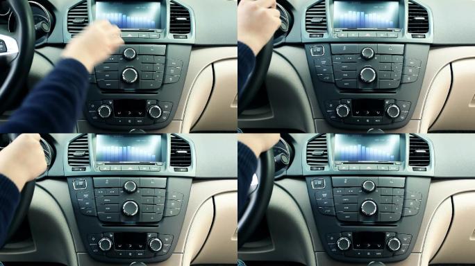 使用汽车音响系统按键按钮享受开车行驶