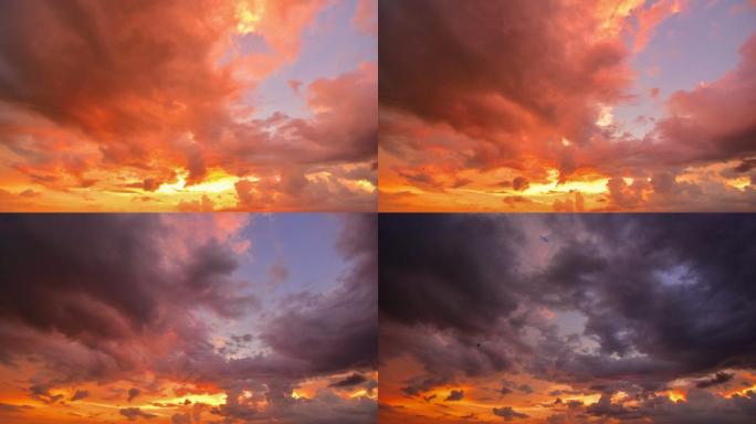 日落时的云火烧云傍晚清晨早晨
