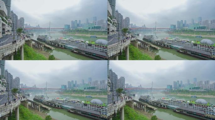重庆渝中区朝天门码头4K延时摄影