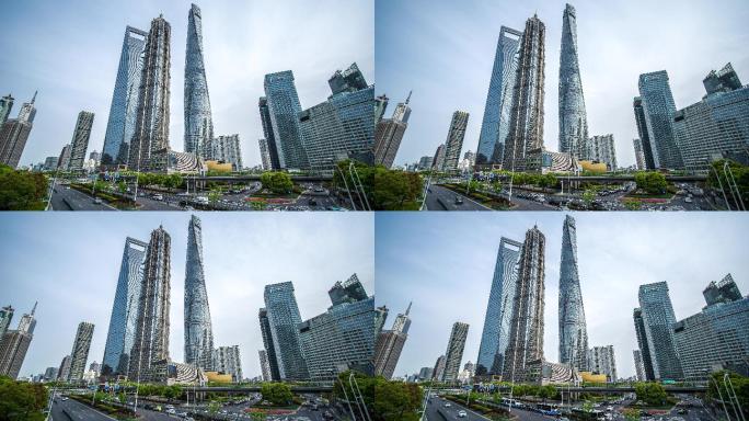 8K延时陆家嘴金融大厦CBD建筑